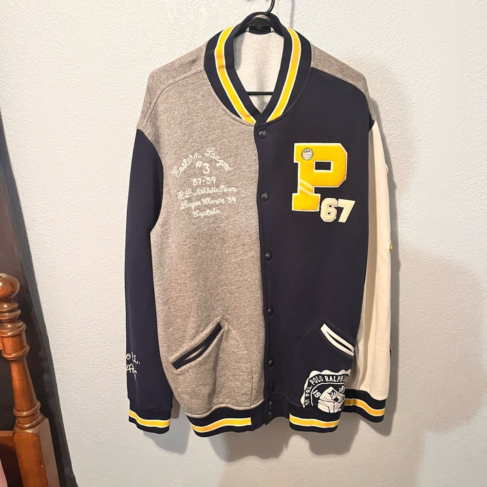 Polo by Ralph Lauren Gray and Navy Varsity Jacket